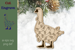 Christmas goose ornament svg, Laser engraving decoration Product Image 1