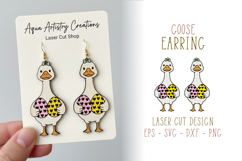 Goose Holding Easter Eggs Earrings Laser Cut SVG Template Product Image 1