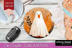 Goose Ghost Halloween Car Coaster Spooky Season Coaster PNG Product Image 1