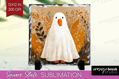 Goose Ghost Halloween Slate PNG Spooky Season Square Slate Product Image 1