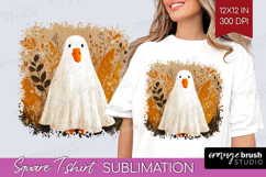 Goose Ghost Halloween Square Tshirt Background Spooky Season Product Image 1