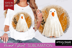 Goose Ghost Halloween Round Tshirt Background Spooky Season Product Image 1