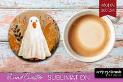 Goose Ghost Halloween Round Coaster Spooky Season Coaster Product Image 1