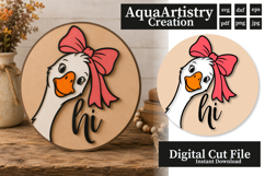 Funny Goose Hi Round Welcome Door Sign Laser Cut Product Image 1