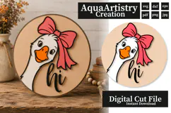 Funny Goose Hi Round Welcome Door Sign Laser Cut Product Image 1