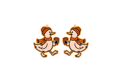 Goose Holding Coffee Cup Halloween Earrings Lasercut Design Product Image 2