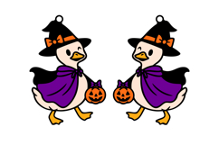 Goose in Witch Costume Halloween Earrings Lasercut Design Product Image 2