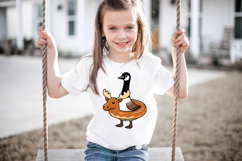 Whimsical goose clipart PNG showing a Canada goose inside a novelty moose float, perfect for sublimation