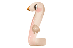 Cute Goose Numbers Clipart: Hand-Drawn Watercolor Bird Product Image 3