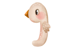 Cute Goose Numbers Clipart: Hand-Drawn Watercolor Bird Product Image 10