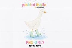 Goose PNG Graphic | Cute Goose in Rain Boots Product Image 1