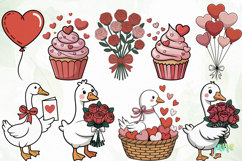 Goose Valentine Clipart Sublimation Product Image 5