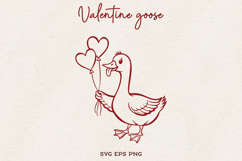 Valentine Goose SVG | Cute Love Goose Line Art SVG PNG Product Image 1