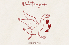 Valentine Goose SVG | Cute Love Goose Line Art SVG PNG Product Image 1