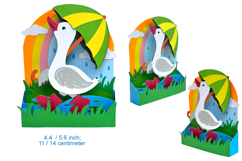 Cute Goose in the Rain 3D Pop Up Card SVG Template Product Image 2