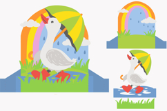 Cute Goose in the Rain 3D Pop Up Card SVG Template Product Image 3