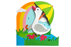 Cute Goose in the Rain 3D Pop Up Card SVG Template Product Image 4
