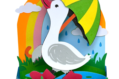 Cute Goose in the Rain 3D Pop Up Card SVG Template Product Image 5