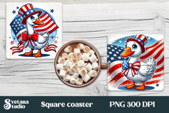 Patriotic goose square coaster | 4th of july coaster PNG Product Image 1