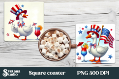Patriotic goose square coaster | 4th of july coaster PNG Product Image 1