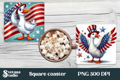 Patriotic goose square coaster | 4th of july coaster PNG Product Image 1