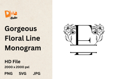 Gorgeous Floral Line Monogram Product Image 1