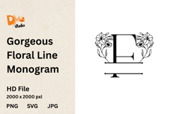 Gorgeous Floral Line Monogram Product Image 1
