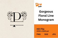 Gorgeous Floral Line Monogram Product Image 1