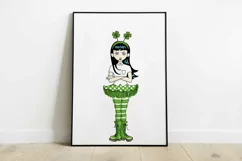 St Patrick's Day themed goth girl sublimation PNG