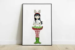 Christmas themed goth girl sublimation PNG