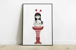 Valentine's Day themed goth girl sublimation PNG