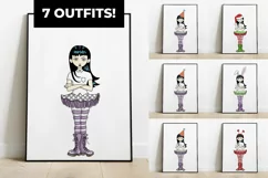 Holiday themed goth girl sublimation PNG