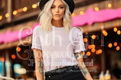 T-Shirt Mockup, Goth Girl Wearing T Shirt, Gothic Mockup, d1 Product Image 1