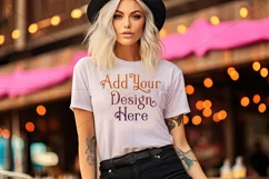 T-Shirt Mockup, Goth Girl Wearing T Shirt, Gothic Mockup, d1 Product Image 2
