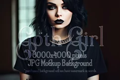 T-Shirt Mockup, Goth Girl Wearing T Shirt, Gothic Mockup, 10 Product Image 1