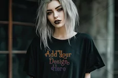 T-Shirt Mockup, Goth Girl Wearing T Shirt, Gothic Mockup, 11 Product Image 2