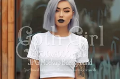 T-Shirt Mockup, Goth Girl Wearing T Shirt, Gothic Mockup, 15 Product Image 1