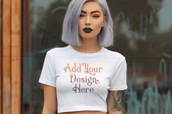 T-Shirt Mockup, Goth Girl Wearing T Shirt, Gothic Mockup, 15 Product Image 2