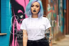 T-Shirt Mockup, Goth Girl Wearing T Shirt, Gothic Mockup, 18 Product Image 1
