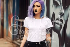 T-Shirt Mockup, Goth Girl Wearing T Shirt, Gothic Mockup, 19 Product Image 1