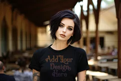 T-Shirt Mockup, Goth Girl Wearing T Shirt, Gothic Mockup, d2 Product Image 2