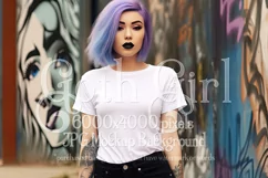 T-Shirt Mockup, Goth Girl Wearing T Shirt, Gothic Mockup, 20 Product Image 1