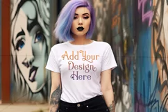 T-Shirt Mockup, Goth Girl Wearing T Shirt, Gothic Mockup, 20 Product Image 2