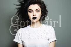T-Shirt Mockup, Goth Girl Wearing T Shirt, Gothic Mockup, 22 Product Image 1