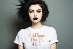 T-Shirt Mockup, Goth Girl Wearing T Shirt, Gothic Mockup, 22 Product Image 2