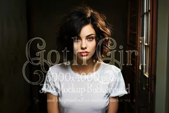 T-Shirt Mockup, Goth Girl Wearing T Shirt, Gothic Mockup, 24 Product Image 1