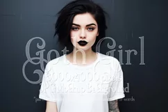 T-Shirt Mockup, Goth Girl Wearing T Shirt, Gothic Mockup, 27 Product Image 1