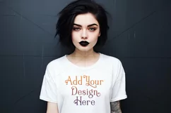 T-Shirt Mockup, Goth Girl Wearing T Shirt, Gothic Mockup, 27 Product Image 2