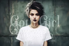 T-Shirt Mockup, Goth Girl Wearing T Shirt, Gothic Mockup, 29 Product Image 1