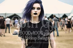 T-Shirt Mockup, Goth Girl Wearing T Shirt, Gothic Mockup, d3 Product Image 1